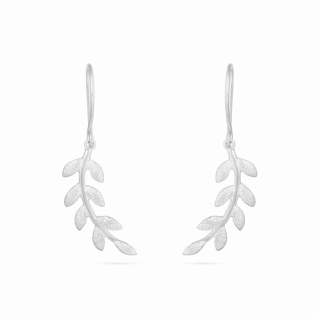 Silver Earrings - Pure Silver Earrings &#8211; Leafy Floral Design
