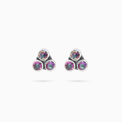 518 - Pure Silver Earrings &#8211; Mini Blurple CZ Stone Stud