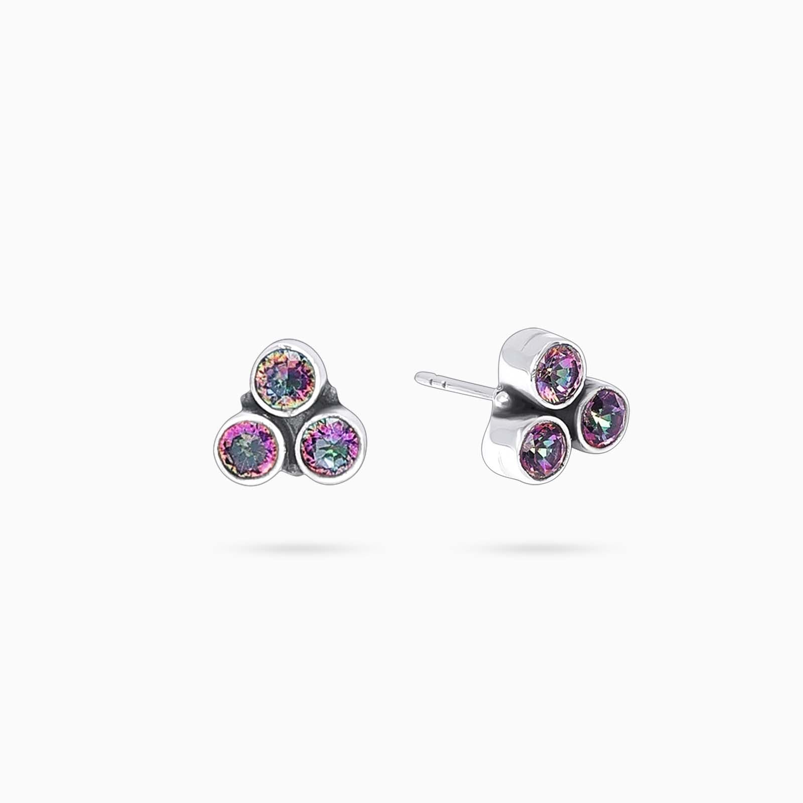 476 - Pure Silver Earrings &#8211; Mini Blurple CZ Stone Stud