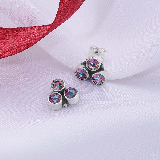 Silver Earrings - Pure Silver Earrings &#8211; Mini Blurple CZ Stone Stud