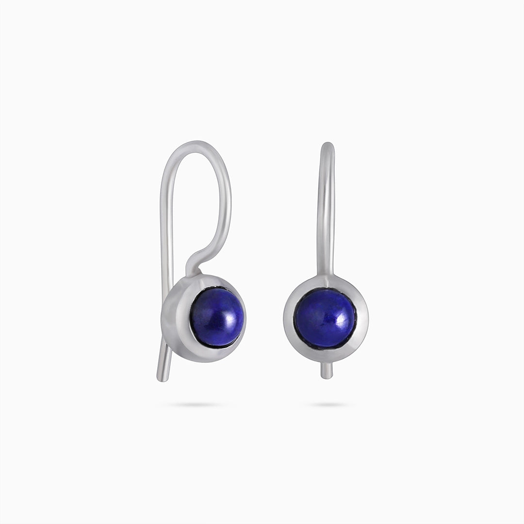 Silver Earrings - Pure Silver Earrings &#8211; Blue Lapis Stone Drop Model