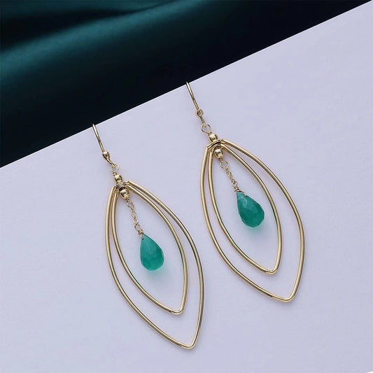 Chandelier Earrings - Pure Silver Earrings &#8211; Made With Vibrant Green Jade
