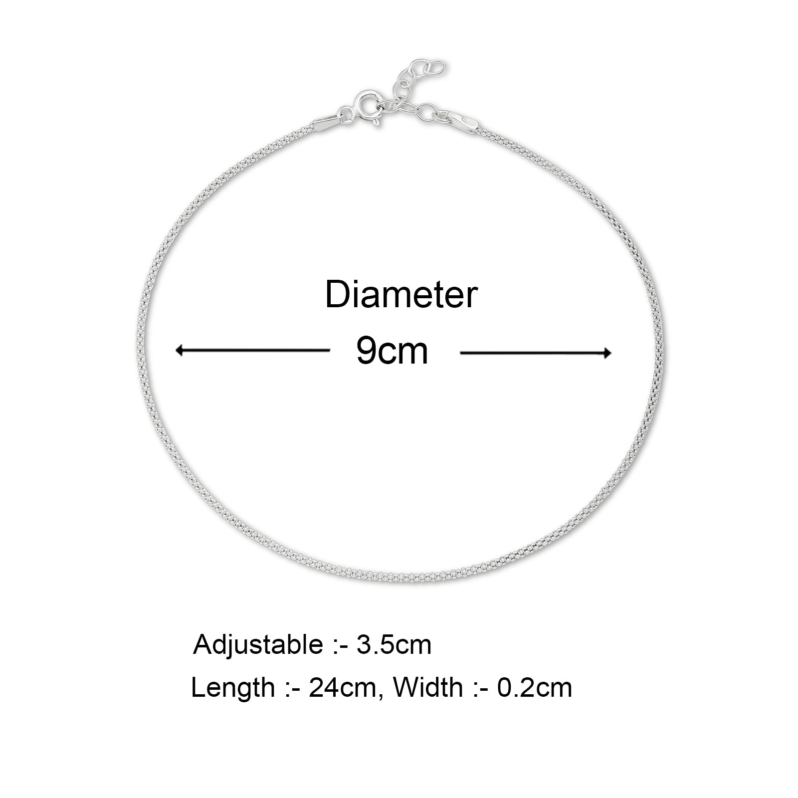Braided Design Silver Anklet for Women - Tweov Jewels