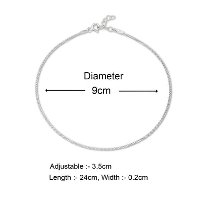 Braided Design Silver Anklet for Women - Tweov Jewels