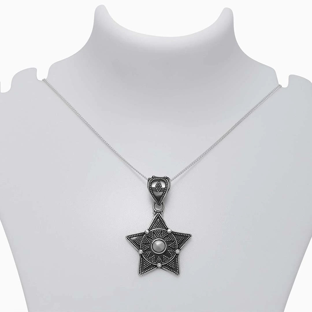 322 - Pure 925 Silver Pendant &#8211; Oxidised With Magical Star