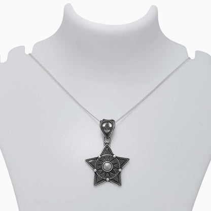 322 - Pure 925 Silver Pendant &#8211; Oxidised With Magical Star