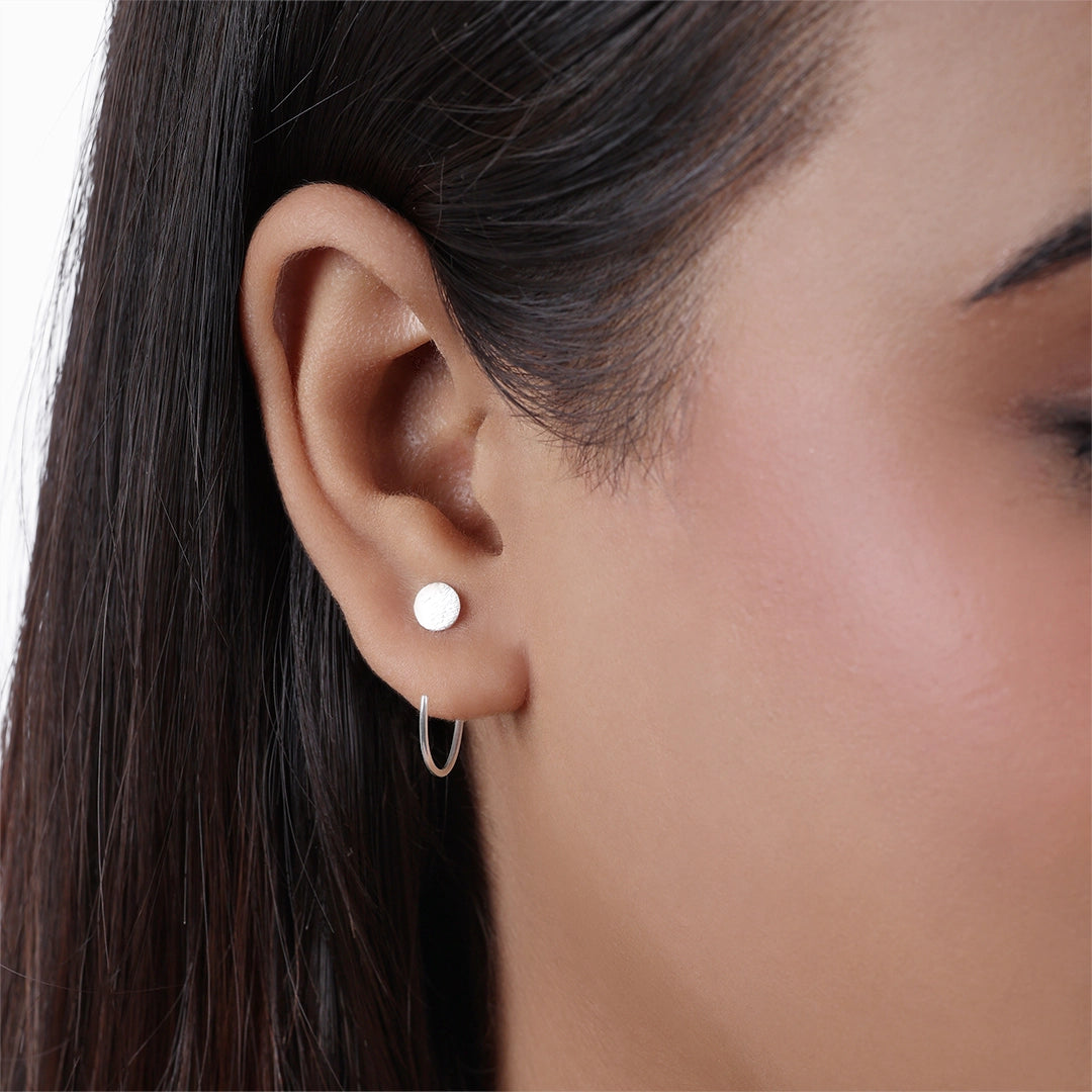 Silver Hoop Earrings - Pure Silver Earring &#8211; Scratch Pattern Hoops