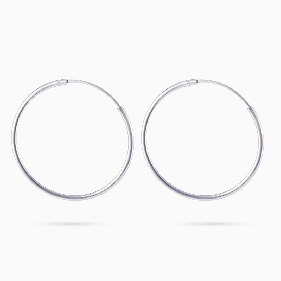 Silver Hoop Earrings - Pure 925 Silver Earrings &#8211; Flat Round Model