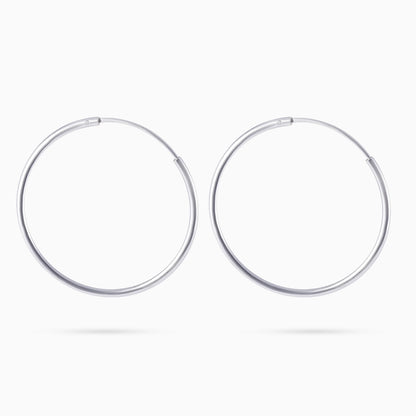 Silver Hoop Earrings - Pure 925 Silver Earrings &#8211; Flat Round Model