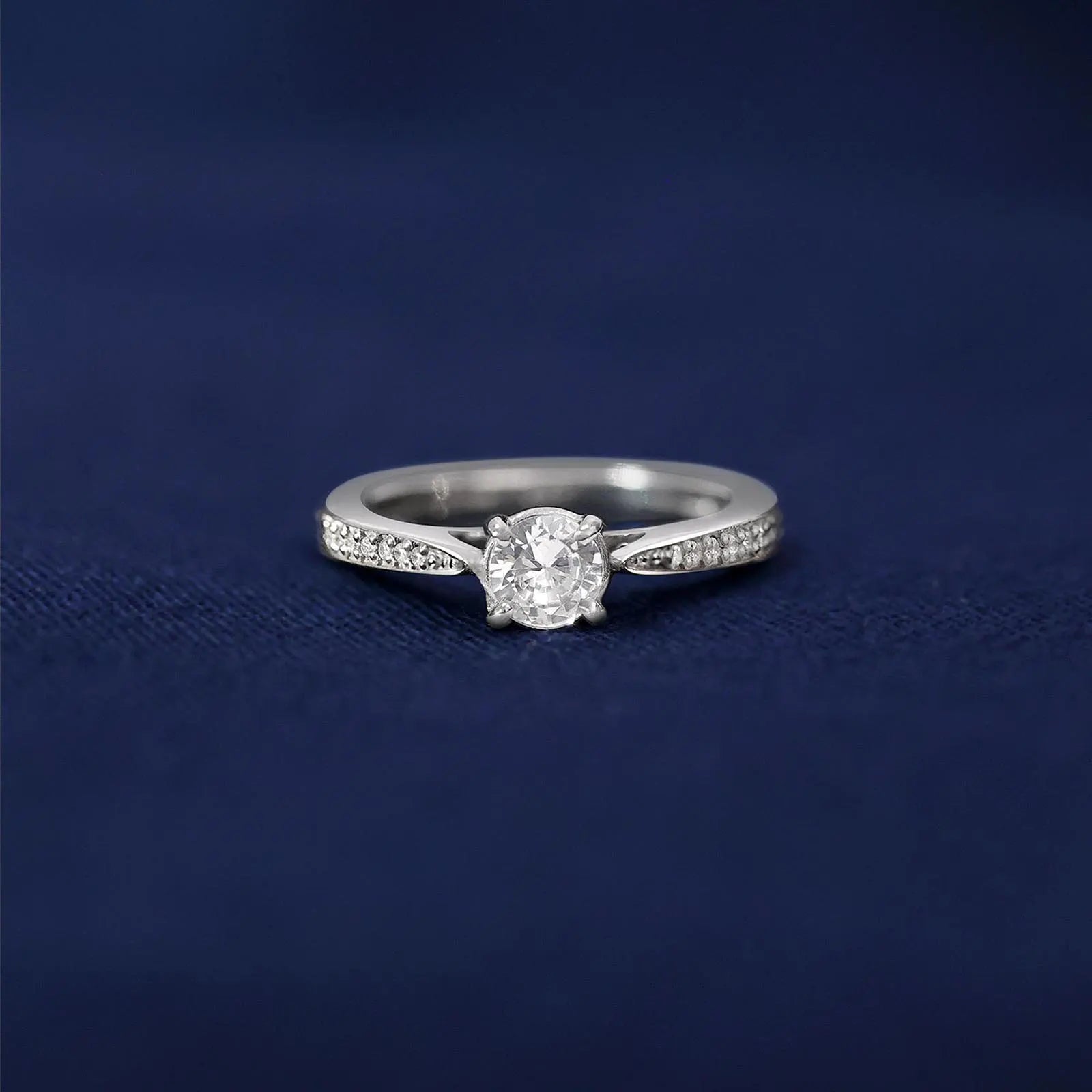 Round Solitaire Silver Ring