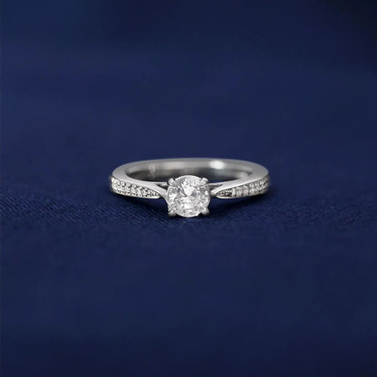 Round Solitaire Silver Ring