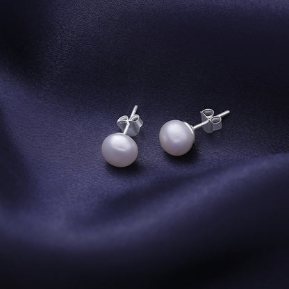 Pure Silver Earrings - Simplistic Daily Wear Pearl Stud - Tweov Jewels