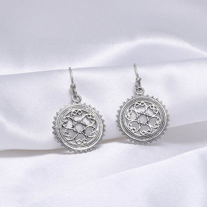 Mini Mandala Design Silver Earrings - Tweov Jewels