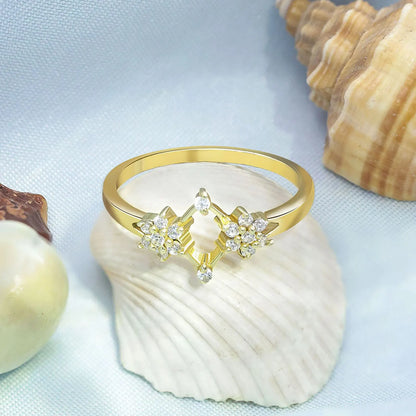 Gold Plated Silver Duo Flower Ring