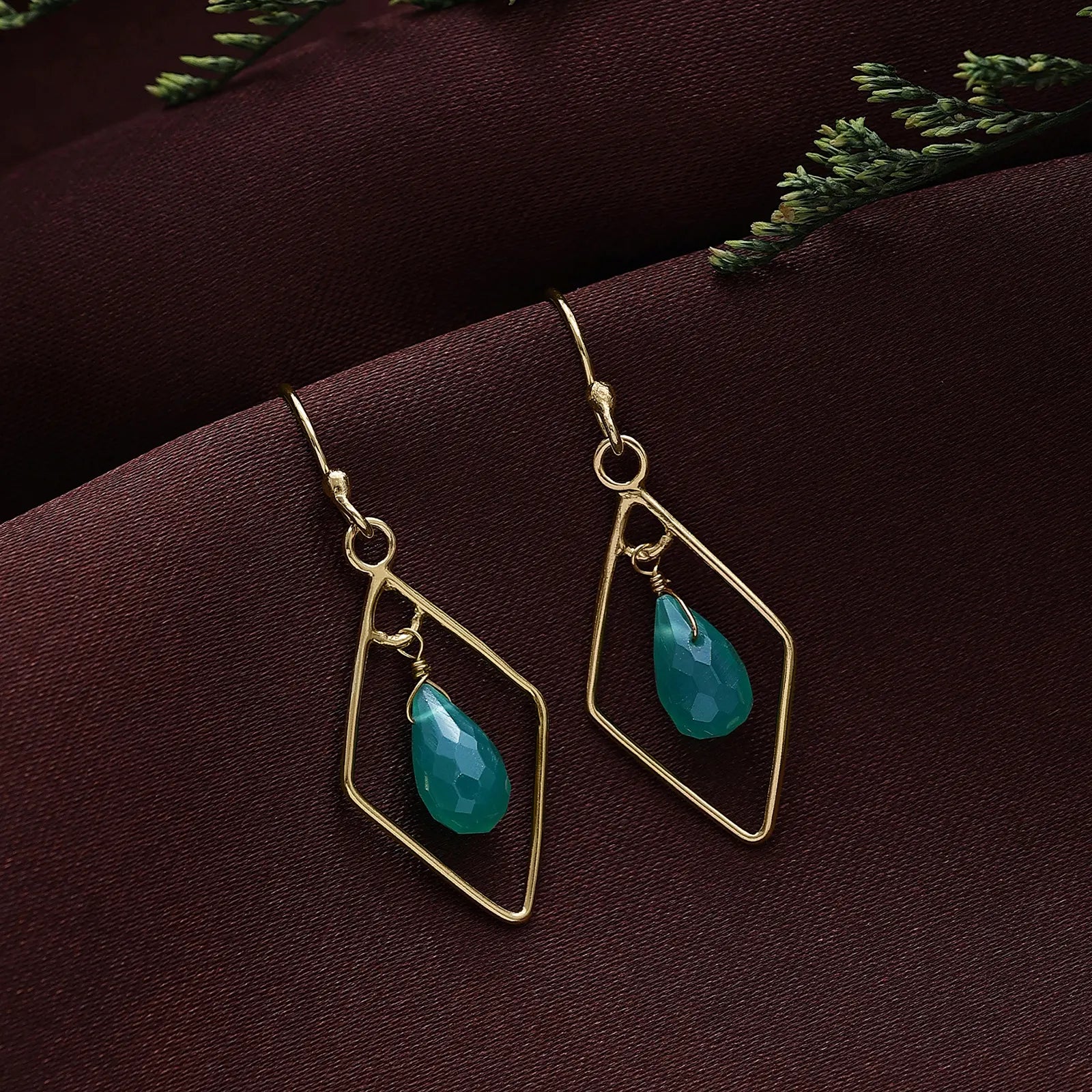 Pure Silver Earrings - Bold Gold Green Garnet