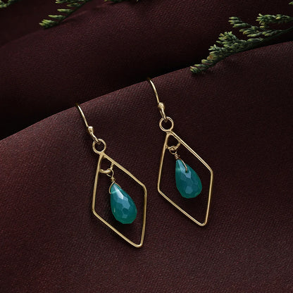 Pure Silver Earrings - Bold Gold Green Garnet