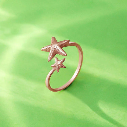 Rose Gold Double Star Silver Ring - Tweov Jewels