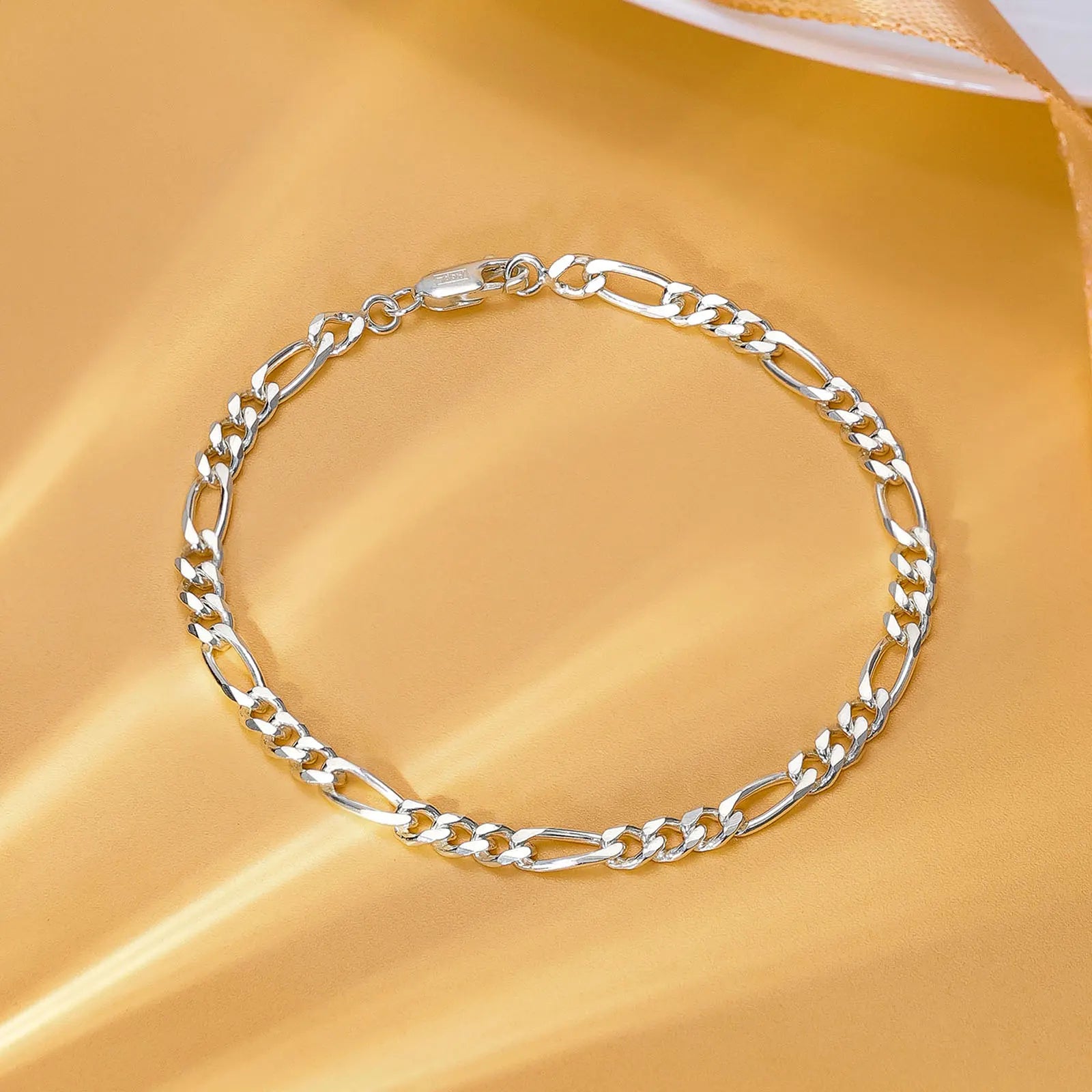 Silver Figaro Link Bracelet