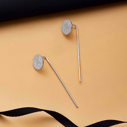 Long Solid Bar Silver Earrings