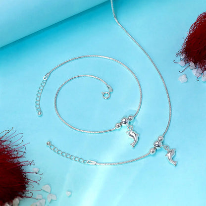 Dolphin Design Silver Chain Anklet