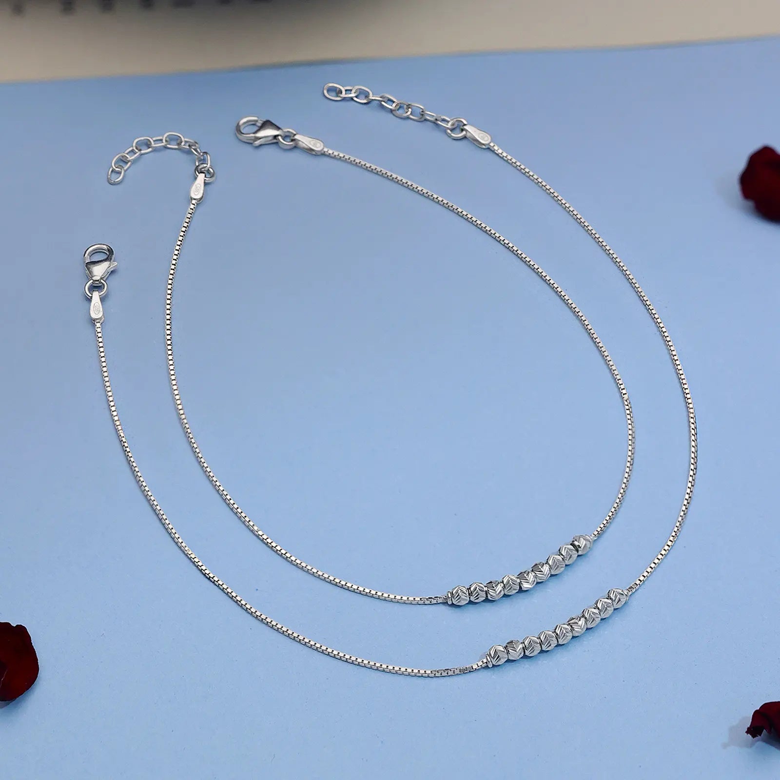 Trendy Silver Beads Chain Anklet - Tweov Jewels