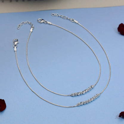 Trendy Silver Beads Chain Anklet - Tweov Jewels