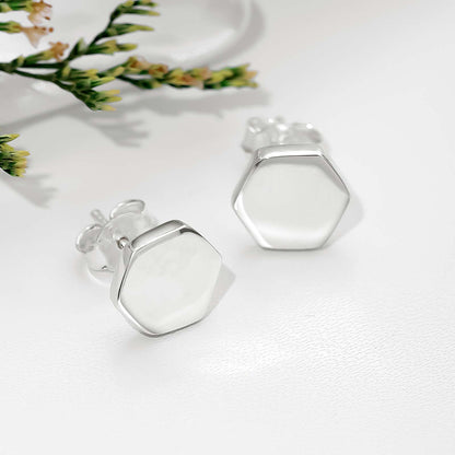 Pure Silver Stud - Hexa Glossy Finish