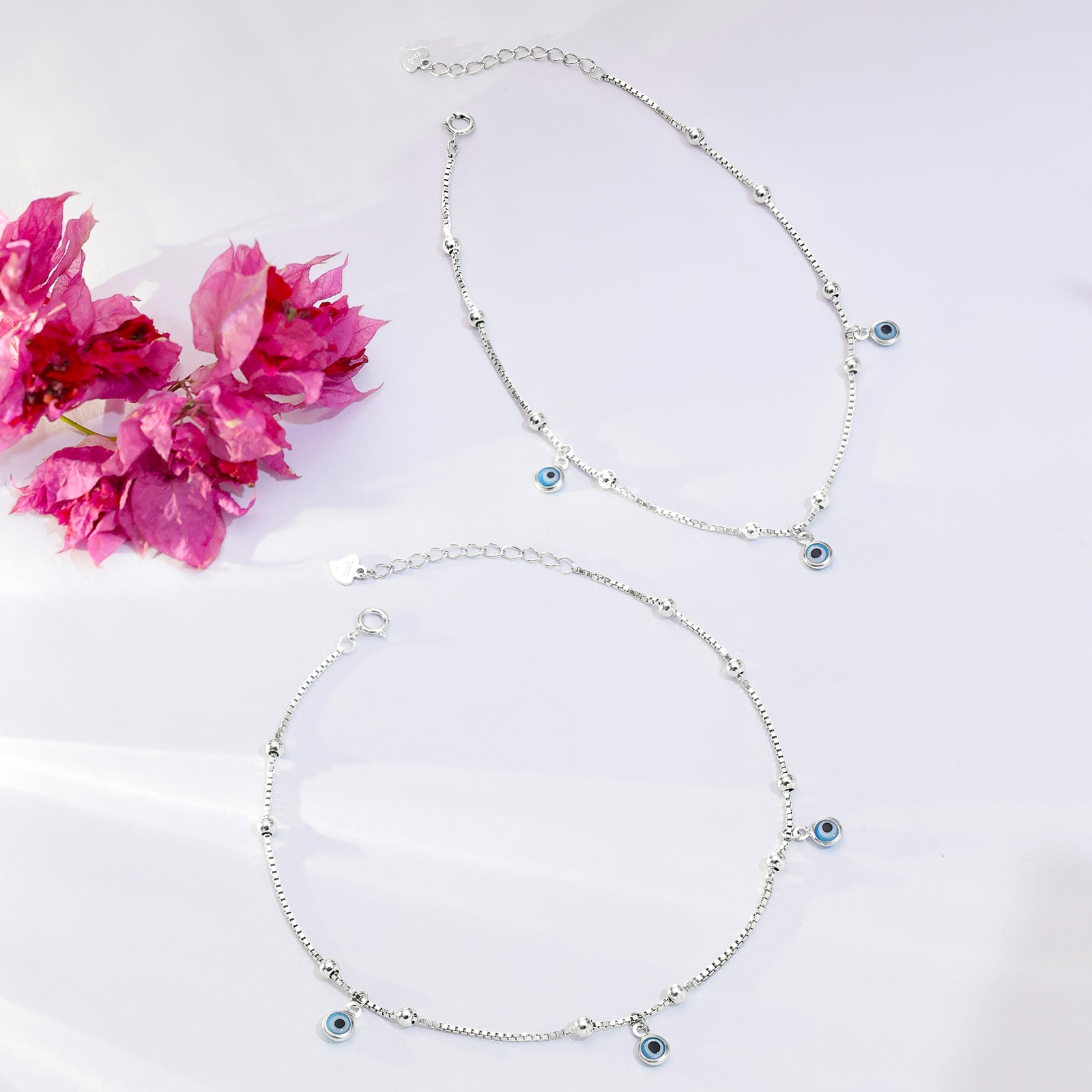 Trendy Evil Eye Silver Anklet for Women - Tweov Jewels