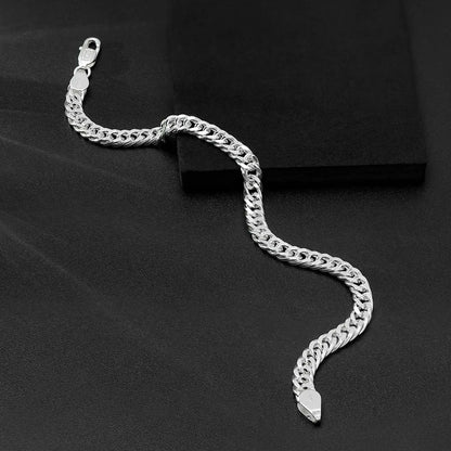 Slim Curb Link Silver Bracelet