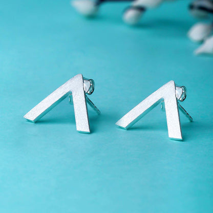 V Shaped Silver Stud Earrings - Tweov Jewels