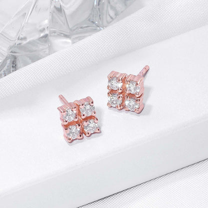 Rose Gold Square Designer Silver Stud Earrings