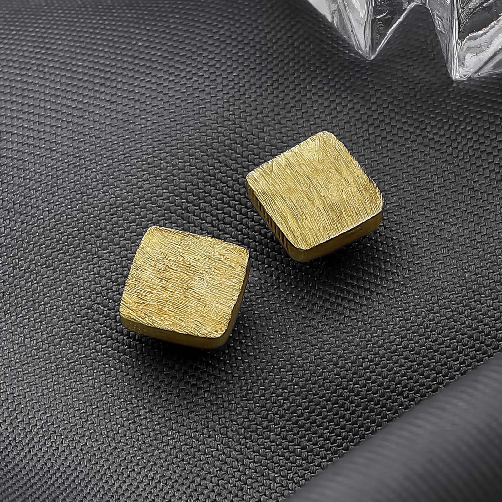Pure Silver Stud Earrings - Gold Plated With Modern Cubes