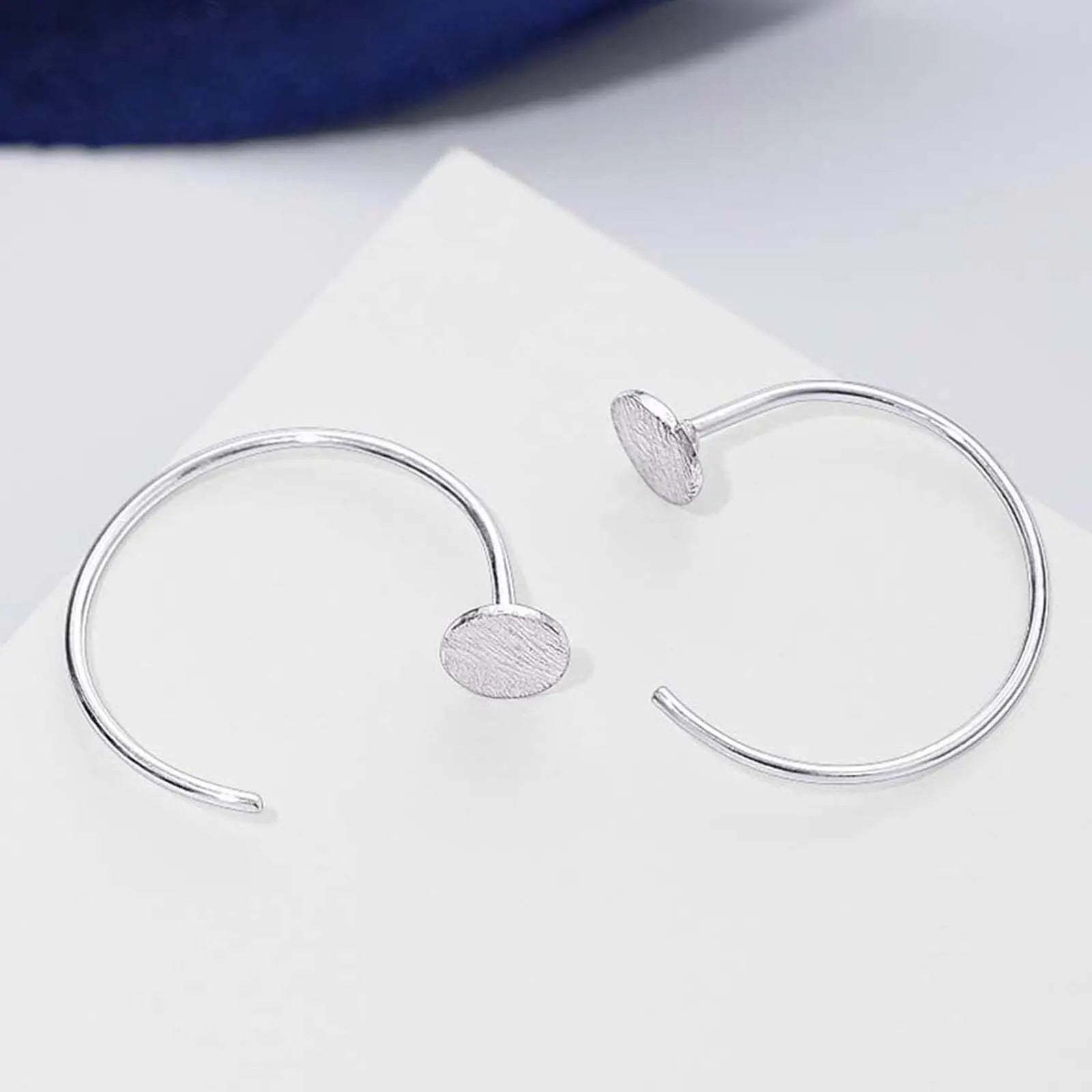 Semi Circular Silver Hoop Earrings