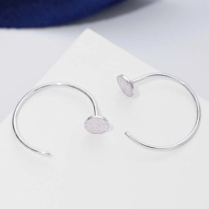 Semi Circular Silver Hoop Earrings