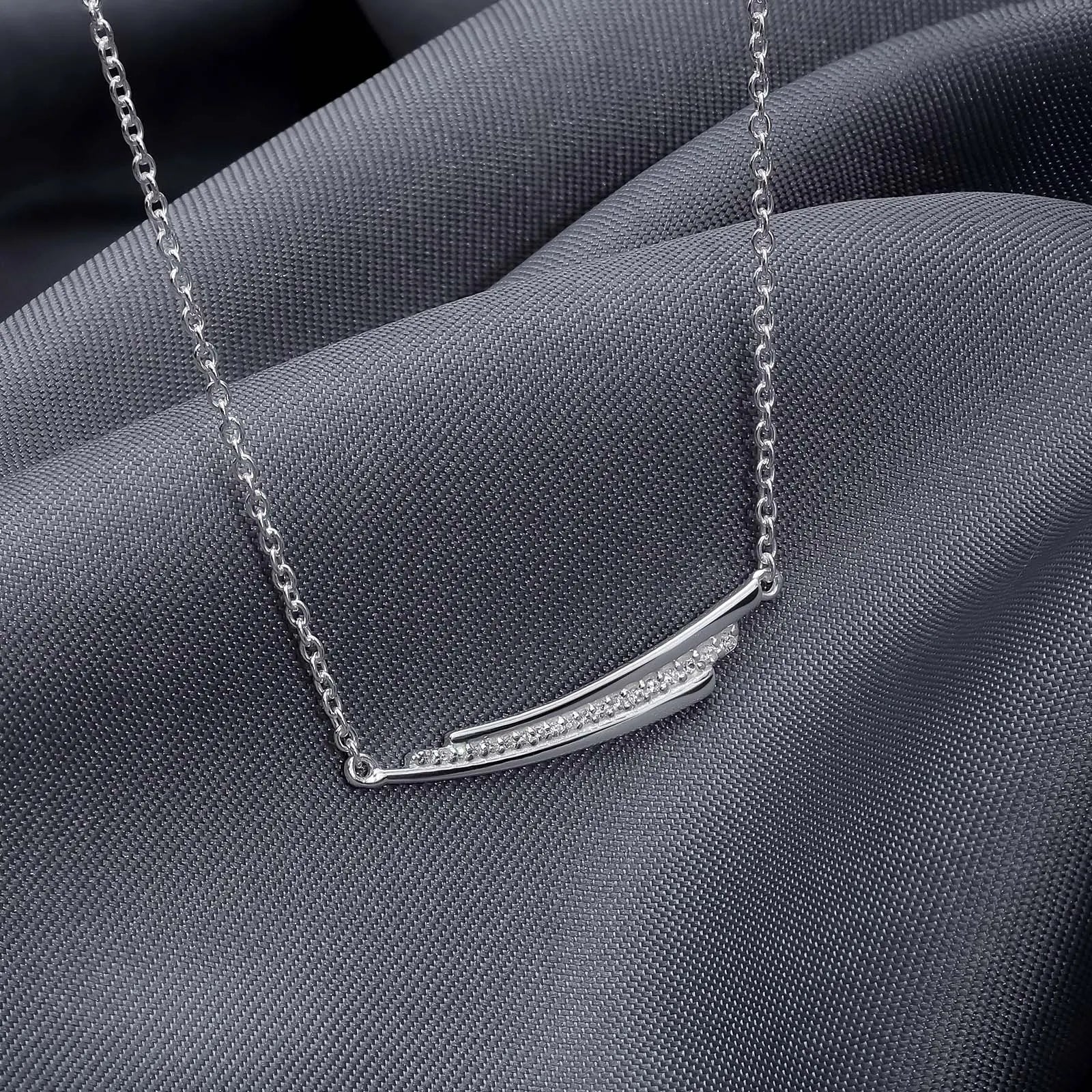 CZ Layered Swing Silver Necklace