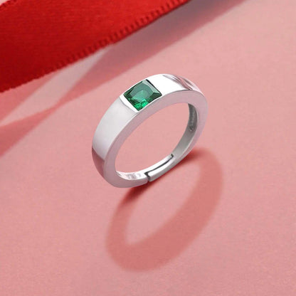 Silver Green Stone Finger Ring