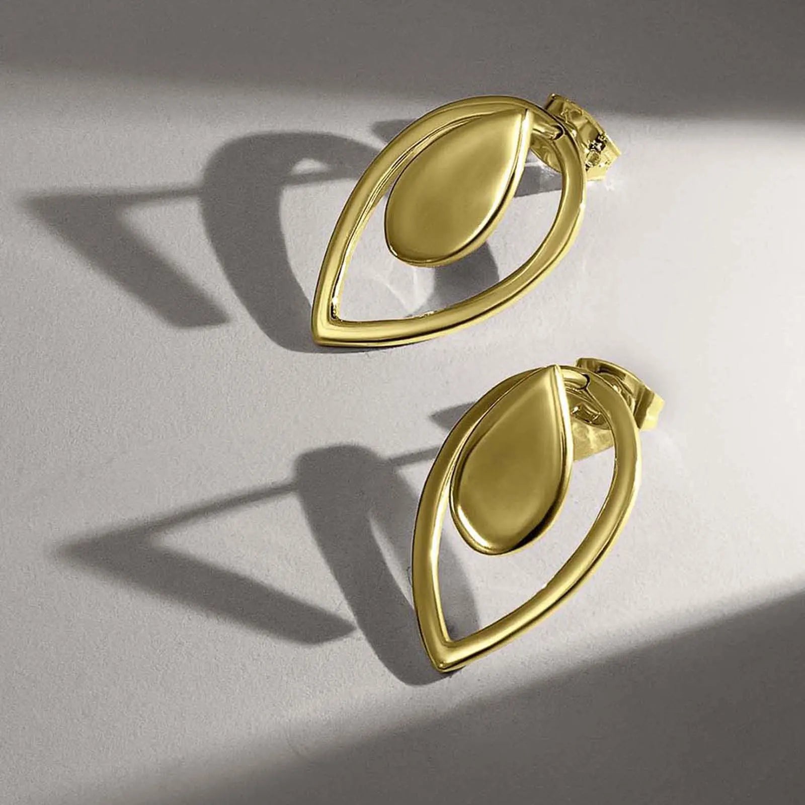 Pure Silver Earrings - 2 in 1 Dew Drop Model With Gold Finish