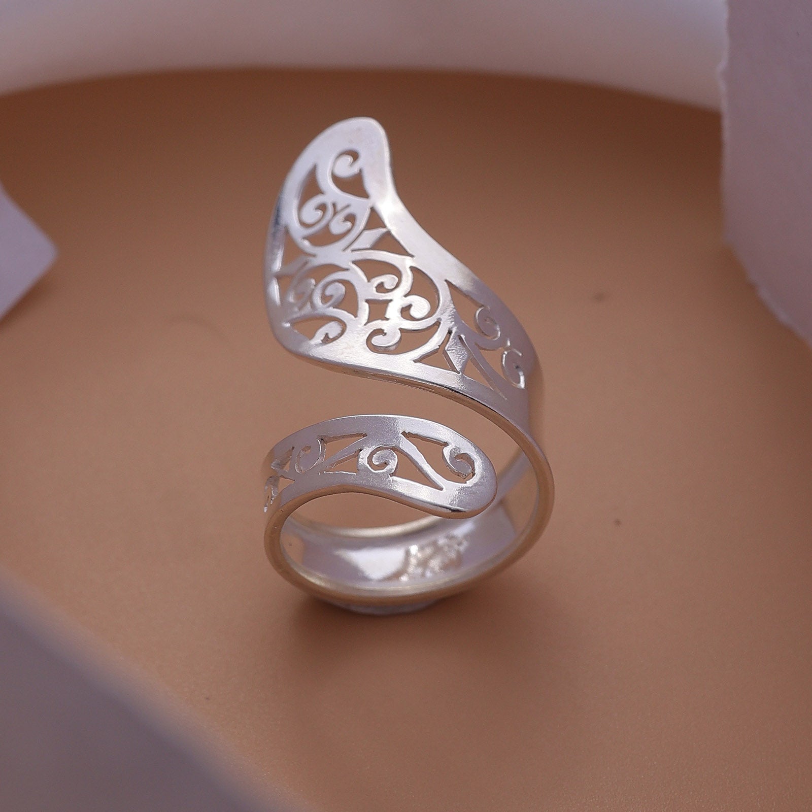 Pure 925 Silver Ring - Filigree Embossed Adjustable Fit - Tweov Jewels