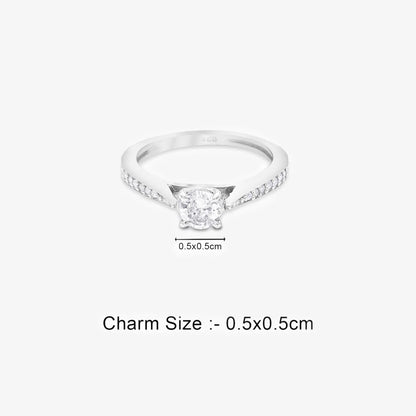 Round Solitaire Silver Ring