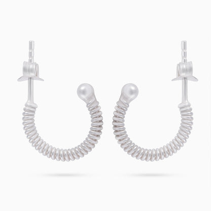 Silver Hoop Earrings - Pure Silver Earring &#8211; Spring C- Hoop Model