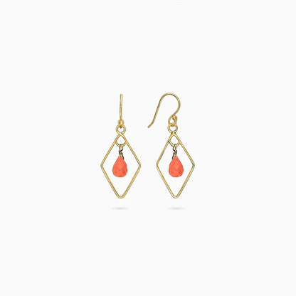 Great Summer Sale - Pure Silver Earrings &#8211; Diamond Shaped Carnelian Drop