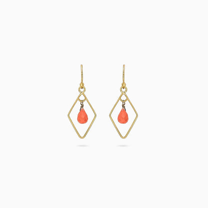 Drop Earrings - Pure Silver Earrings &#8211; Diamond Shaped Carnelian Drop