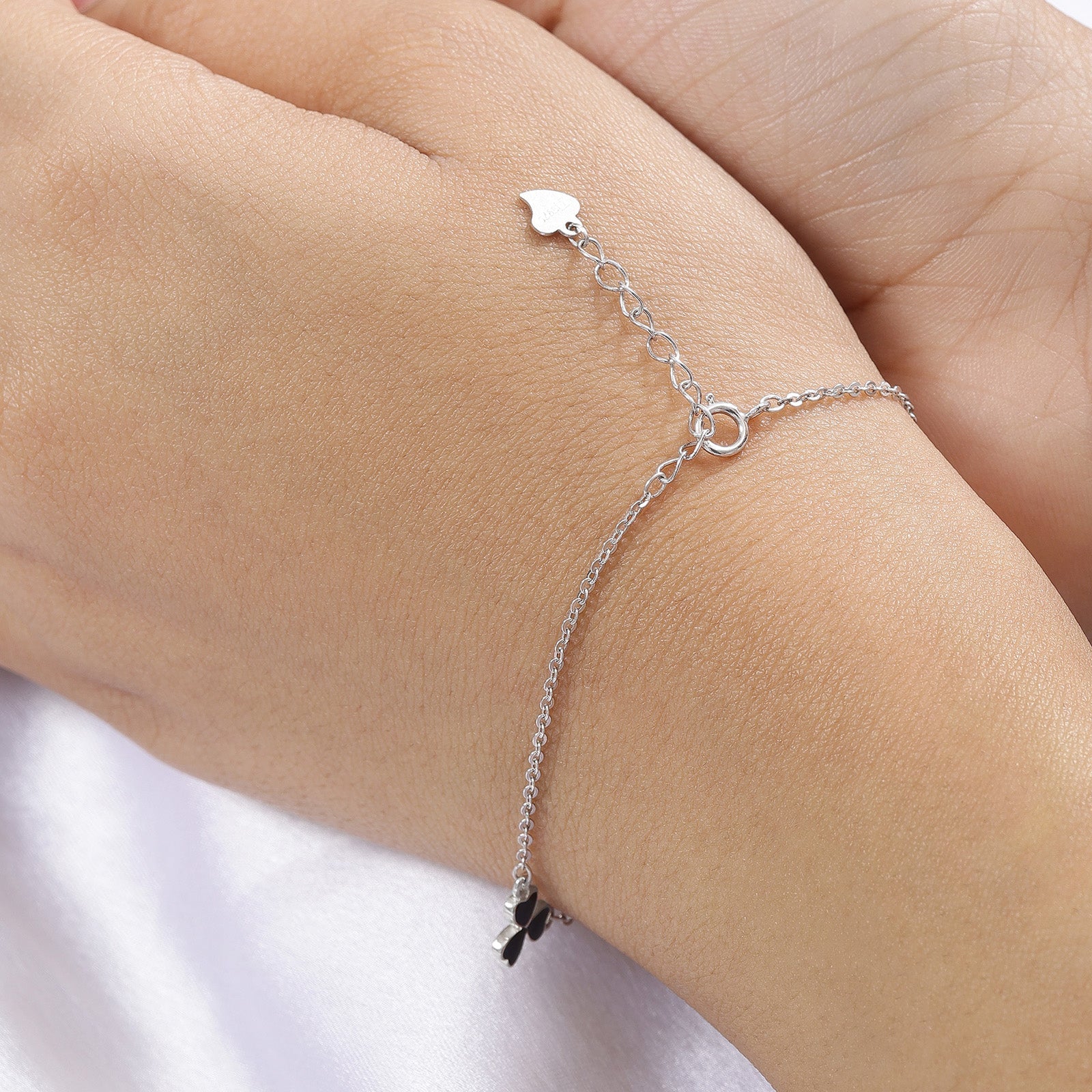 925 Sterling Silver Black Clover Leaf Bracelet - Tweov Jewels