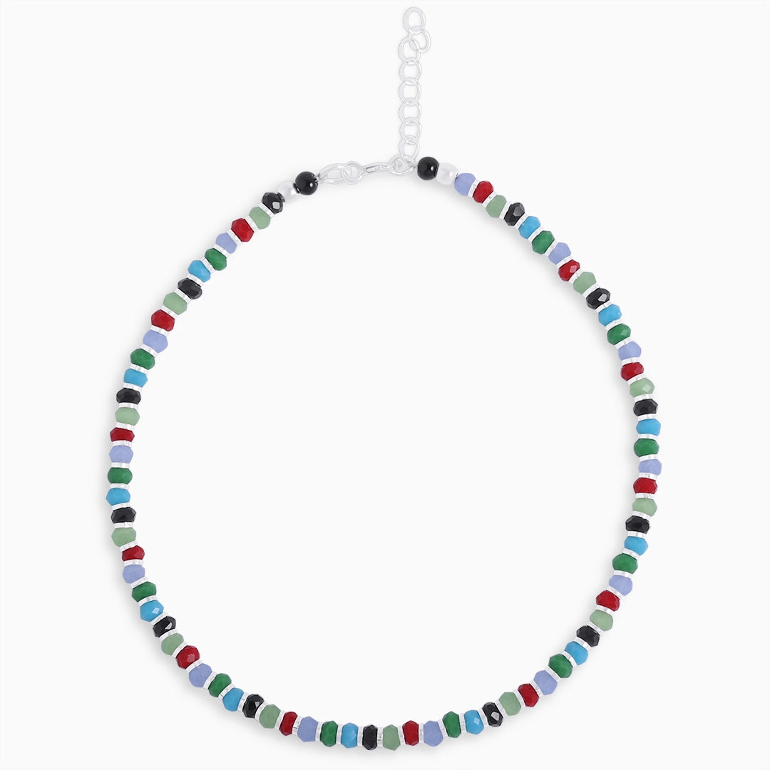 Contemporary Jewellery - Pure Silver Anklet &#8211; Colorburst Silver Beads