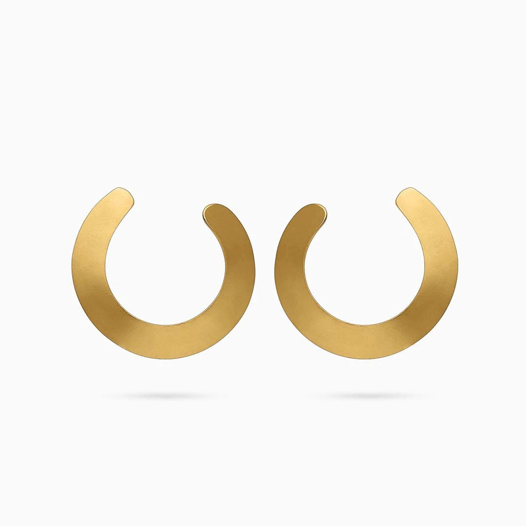Silver Hoop Earrings - Pure Silver Earrings &#8211; Stylish Gold Finish C-Hoops