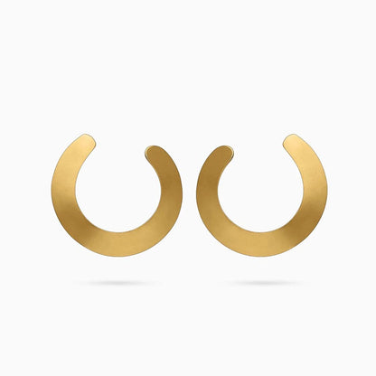 Silver Hoop Earrings - Pure Silver Earrings &#8211; Stylish Gold Finish C-Hoops