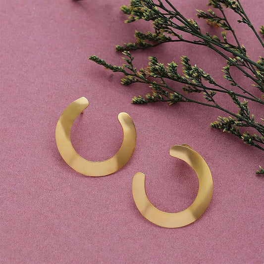 Contemporary Jewellery - Pure Silver Earrings &#8211; Stylish Gold Finish C-Hoops
