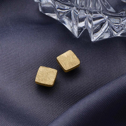 Silver Earrings - Pure Silver Stud Earrings &#8211; Gold Plated With Modern Cubes