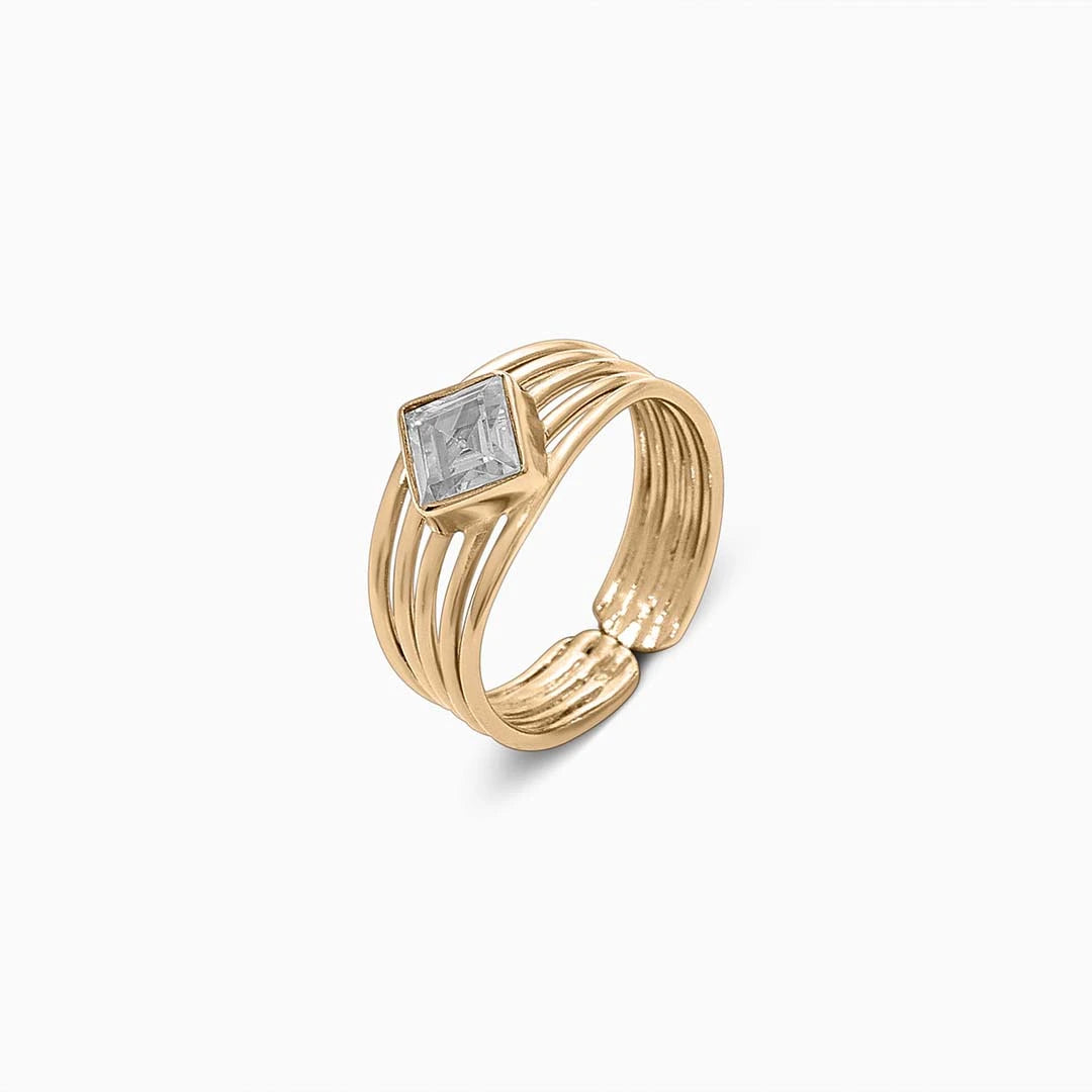 Silver Open Ring - Pure 925 Silver Ring &#8211; Cubic Zirconia CZ Gold Finish Band
