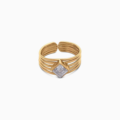 Cubic Zirconia ring - Pure 925 Silver Ring &#8211; Cubic Zirconia CZ Gold Finish Band